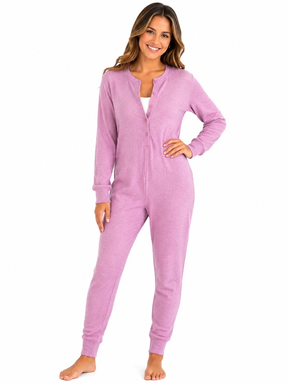 L.L.Bean Vintage Pink Union Suit One Piece Long Johns Pajamas Size M Made in Can
